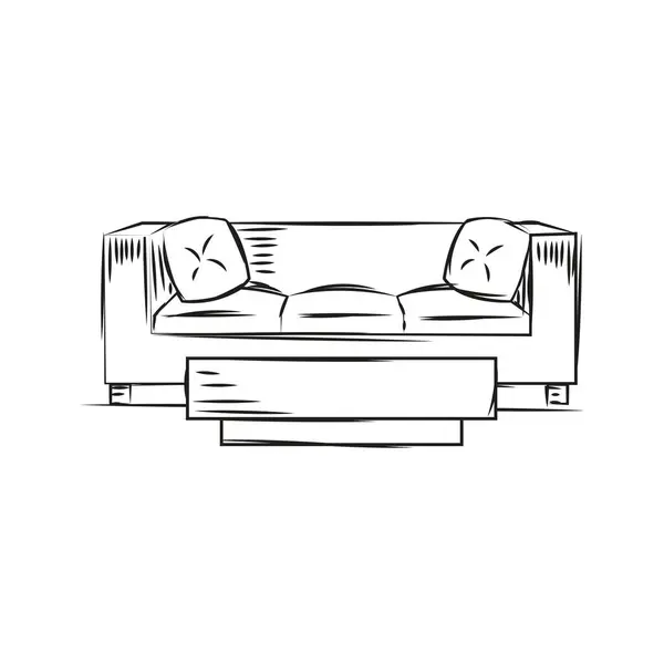Desenho Isolado Uma Mobília Sofá Ilustração Vetorial —  Vetores de Stock