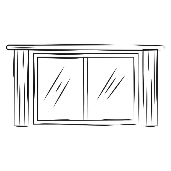 住宅窗口的孤立草图向量图 — 图库矢量图片