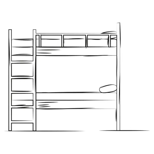 两层楼家具的孤立草图病媒图 — 图库矢量图片