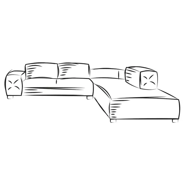 Isolated Sketch Couch Furniture Vector Illustration — Stock Vector