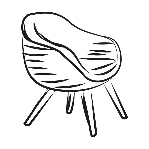 Esquisse Isolée Une Chaise Contemporaine Illustration Vectorielle — Image vectorielle