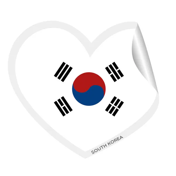 Izolowany Kształt Serca Flagą Korei Południowej Wektor Ilustracji — Wektor stockowy