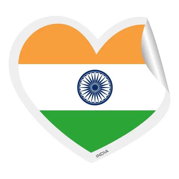 Forma Del Cuore Isolata Con Bandiera India — Vettoriale Stock