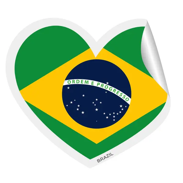Izolowany Kształt Serca Flagą Brazylii Wektor Ilustracji — Wektor stockowy
