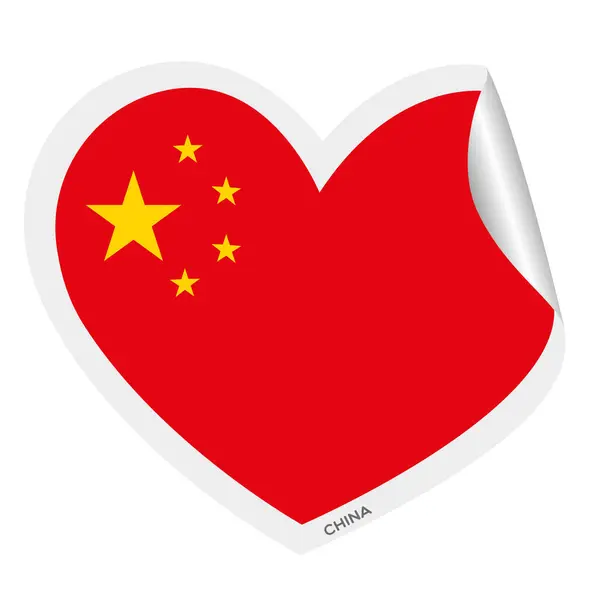 Izolált Szív Alakú Zászló Kína Vektor Illusztráció — Stock Vector