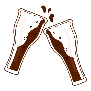 İzole edilmiş bir çift bira bardağı Vector illüstrasyonunda kadeh kaldırıyor.