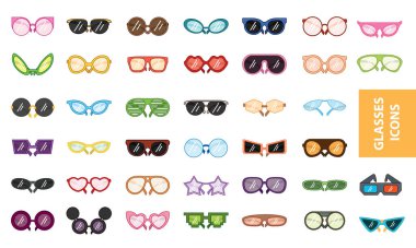 Renkli trend gözlük simgesi çizimi