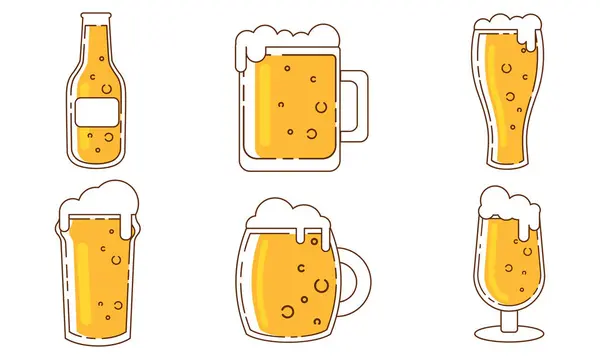 Set Bicchieri Birra Icona Vettoriale Illustrazione Vettoriale Stock