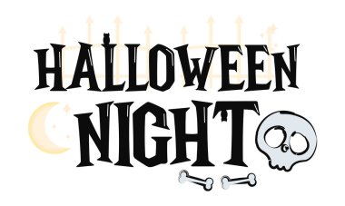 Süslerle izole edilmiş cadılar bayramı harfleri Vektör illüstrasyonu