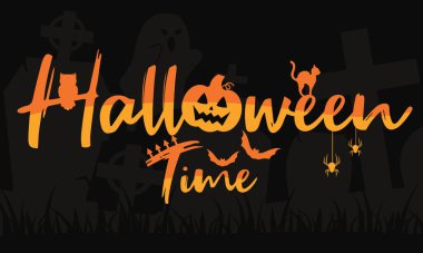 Renkli Cadılar Bayramı harfleri arka plan Vektör illüstrasyonuName