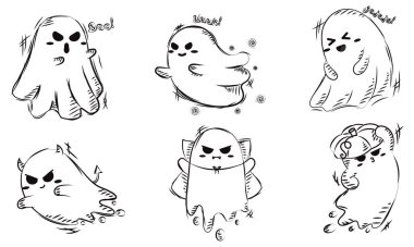 Şirin cadılar bayramı karakterleri Vektör illüstrasyonu