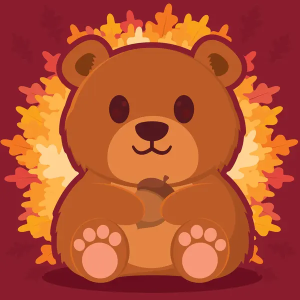 Isolated Cute Bear Autumn Animal Character Vector Illustration — Stock Vector