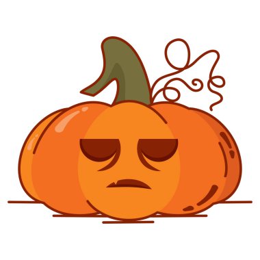 İzole edilmiş renkli ürkütücü oyulmuş Cadılar Bayramı kabağı ikonu Vektör illüstrasyonu