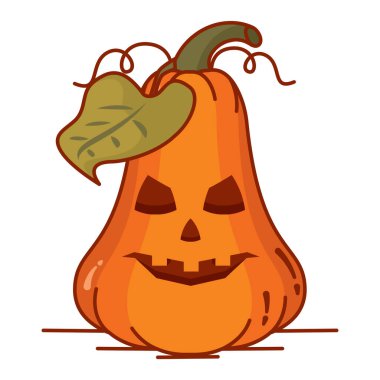 İzole edilmiş renkli ürkütücü oyulmuş Cadılar Bayramı kabağı ikonu Vektör illüstrasyonu