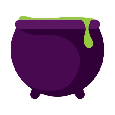 İzole edilmiş korkunç cadı kazanı Cadılar Bayramı Vektör illüstrasyonu