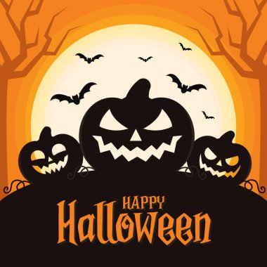 Cadılar bayramı posterin kutlu olsun Cadılar Bayramı balkabağı vektörü illüstrasyonu