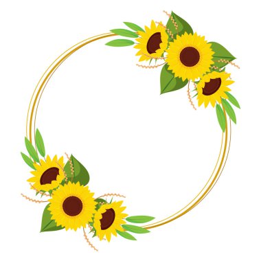 Renkli ayçiçeği sınırı Çiçek Kenar Vektörü illüstrasyonu
