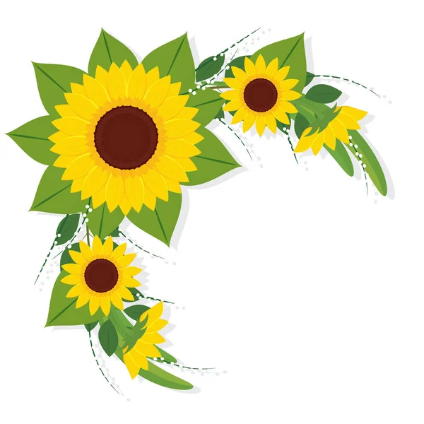 Colored Sunflower Border Flower Border Vector Illustration — Stock Vector