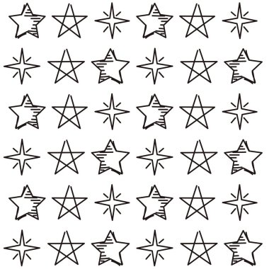 Yıldız şekli el çizimi arkaplan vektörü illüstrasyonu