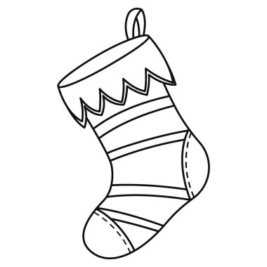 Bir noel çorap ikonu Vektör illüstrasyonunun taslağı