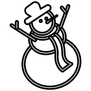 Bir Noel Kardan Adam simgesi Vektör illüstrasyonunun taslağı