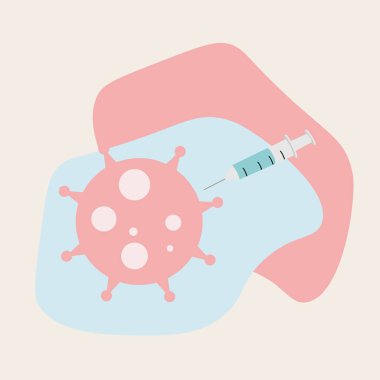 İzole edilmiş virüs ve aşı enjektörü illüstrasyonu