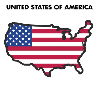 ABD 'nin bayrak taşıyıcı illüstrasyonuyla izole edilmiş haritası