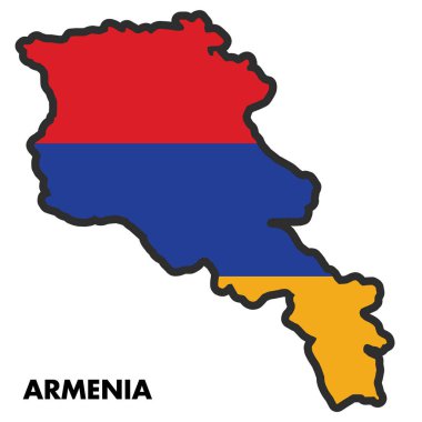 Ermenistan 'ın izole edilmiş haritası ve bayrak taşıyıcı illüstrasyonu