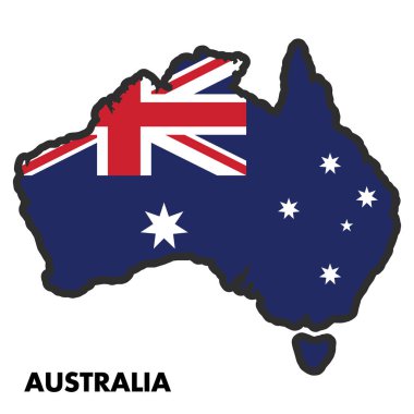 Avustralya 'nın izole edilmiş haritası ve bayrak taşıyıcı illüstrasyonu