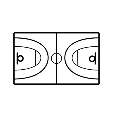 Basketbol sahası simgesi Düz Tasarım Vektör illüstrasyonunun izole edilmiş üst görüntüsü