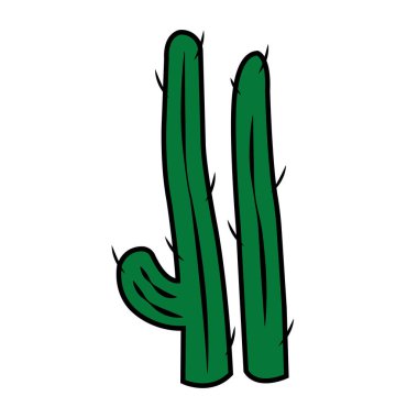 İzole edilmiş yeşil kaktüs simgesi düz tasarım Vektör illüstrasyonu