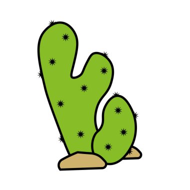 İzole edilmiş yeşil kaktüs simgesi düz tasarım Vektör illüstrasyonu