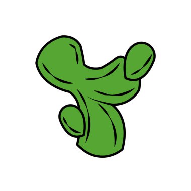 İzole edilmiş yeşil kaktüs simgesi düz tasarım Vektör illüstrasyonu