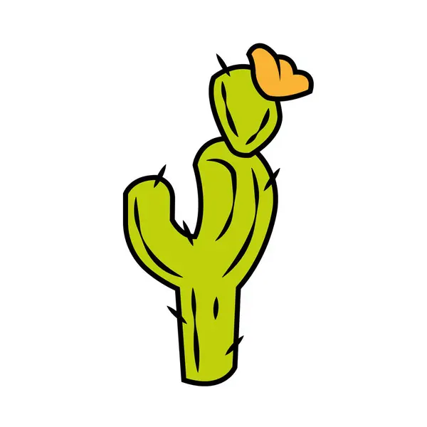 Isolato Icona Cactus Verde Disegno Piatto Illustrazione Vettoriale — Vettoriale Stock