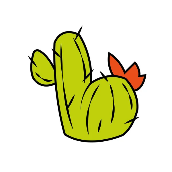 Geïsoleerde Groene Cactus Pictogram Plat Ontwerp Vector Illustratie — Stockvector