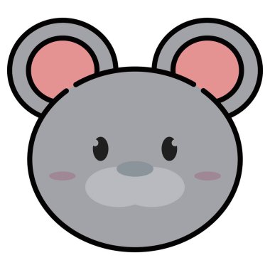 Şirin kawaii fare hayvan karakteri simgesi Vektör illüstrasyonu