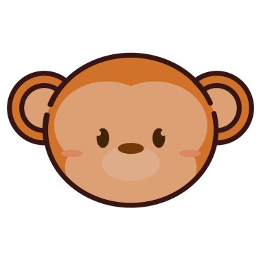 Şirin kawaii maymun hayvan karakteri simgesi Vektör illüstrasyonu