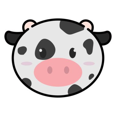 Şirin kawaii inek hayvan karakteri simgesi Vektör illüstrasyonu