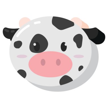 Şirin kawaii inek hayvan karakteri simgesi Vektör illüstrasyonu