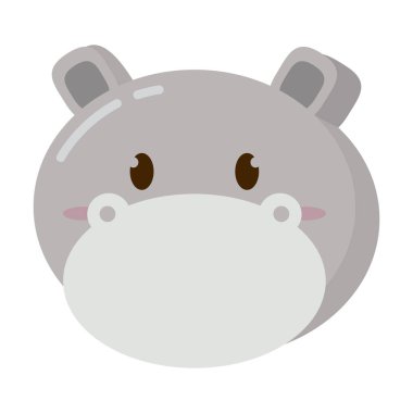 Şirin kawaii su aygırı hayvan karakteri simgesi Vektör illüstrasyonu