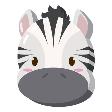 Şirin kawaii zebra hayvan karakteri simgesi Vektör illüstrasyonu