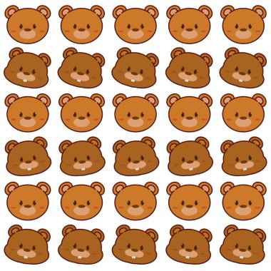 Kawaii hayvan simgesi şablonu arka plan vektör illüstrasyonu