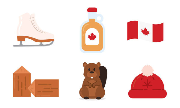 Набор цветных иконок Канады Векторная иллюстрация