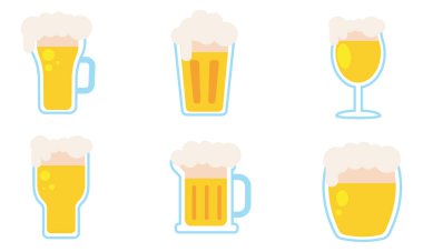 Bira cam simgeleri Vektör illüstrasyonunu ayarladı