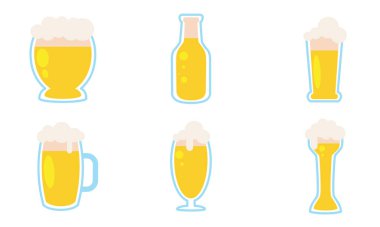 Bira cam simgeleri Vektör illüstrasyonunu ayarladı