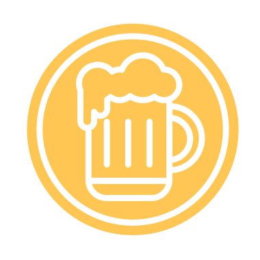 Bira cam etiket simgesi Düz Tasarım Vektör illüstrasyonu