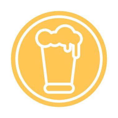 Bira cam etiket simgesi Düz Tasarım Vektör illüstrasyonu