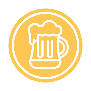 Bira cam etiket simgesi Düz Tasarım Vektör illüstrasyonu