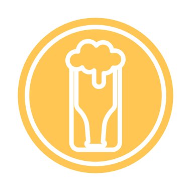 Bira cam etiket simgesi Düz Tasarım Vektör illüstrasyonu