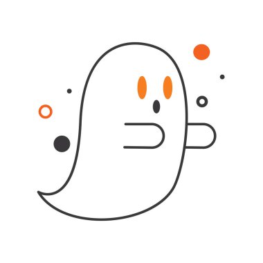 Yüzen bir cadılar bayramı hayaleti ürkütücü bir ifadeyle, Vektör illüstrasyonu